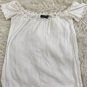 brandy melville off the shoulder lettuce cut top